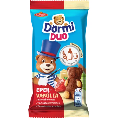 Dörmi DUO puha piskóta epres töltelékkel és vaníliaízű krémmel 30 g