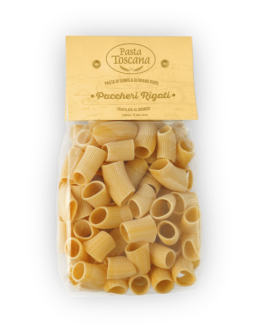 Pasta Toscana Pacchero Rigato prémium minőségű olasz száraztészta 500g